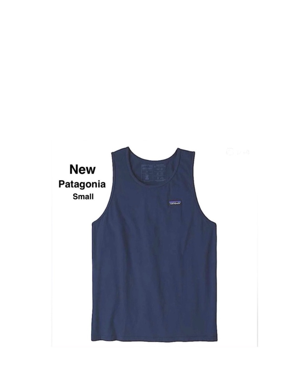 New Patagonia P-6 Label Organic Cotton Tank - Men's small navy ⭐️⭐️⭐️⭐️